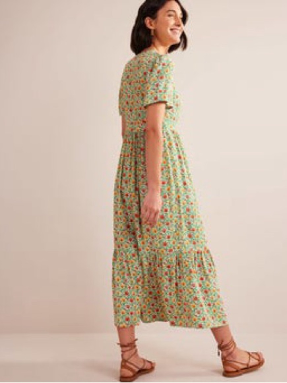 Boden NWOT Floral V-Neck Midi Dress in Green Size 8 - Picture 6 of 9